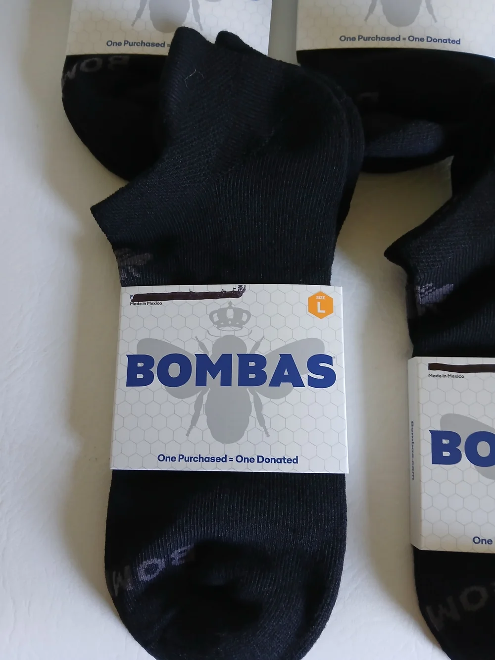Bombas Black Unisex Socks 5-Pack Ankle Length Size Large